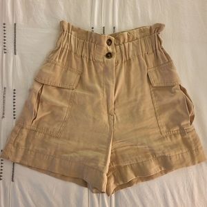H&M Woman's Beige Paperbag Utility Shorts